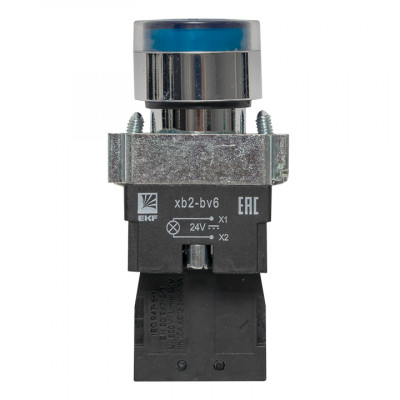 Фотография Кнопка BW61 с подстветкой 24В синяя NO EKF PROxima, артикул xb2-bw61-24