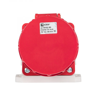 Фотография Розетка стационарная наружная 134 3Р+РЕ 63А 380В IP67 EKF PROxima, артикул ps-134-63-380
