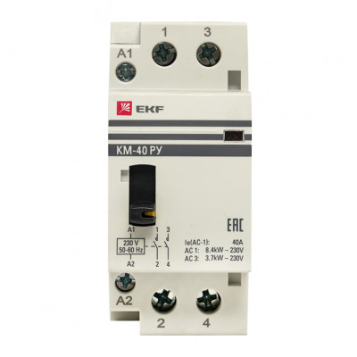 Фотография Контактор модульный КМ РУ 63А 2NO (2 мод.) EKF PROxima, артикул km-2m-63-20