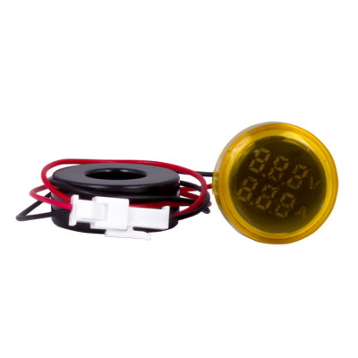 Фотография Индикатор значения тока и напряжения желтый ED16-22AVD 100А EKF PROxima, артикул ed16-22avd-y