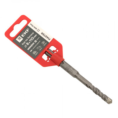 Фотография Бур по бетону SDS-plus 8х110 мм (2 резца)(4S спираль) EKF Master, артикул db-8-110-2x4