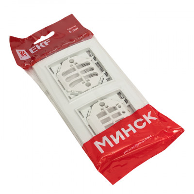 Фотография Минск Рамка 2-местная горизонтальная белая EKF  Basic, артикул ERM-G-302-10