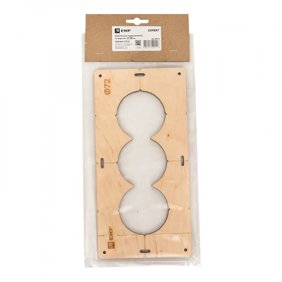 Фотография Шаблон для подрозетников c 3 отв. диам. 72 мм EKF Expert, артикул sh-d72-3