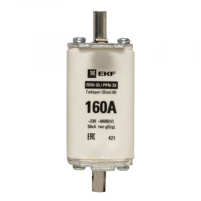 Фотография Плавкая вставка ППН-33 160/160А габарит 00 EKF PROxima, артикул fus-33/160