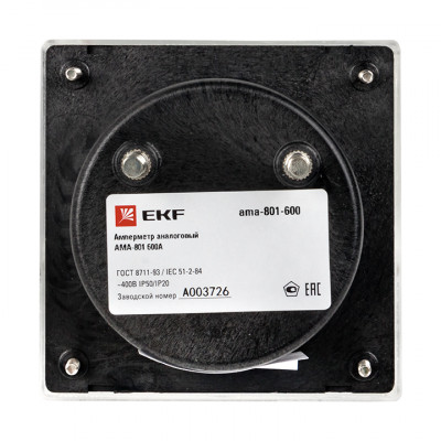 Фотография Амперметр AMA-801 аналоговый на панель (80х80) круглый вырез 600А трансф. подкл. EKF, артикул ama-801-600