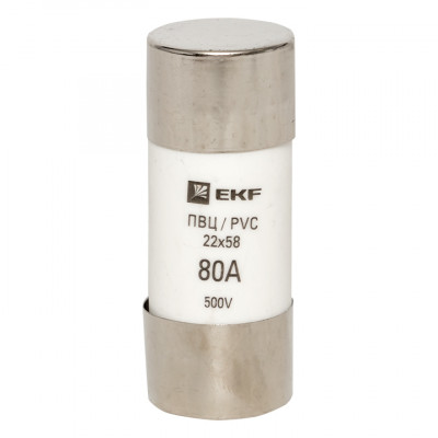 Фотография Плавкая вставка цилиндрическая ПВЦ (22х58)  80А EKF PROxima, артикул pvc-22x58-80