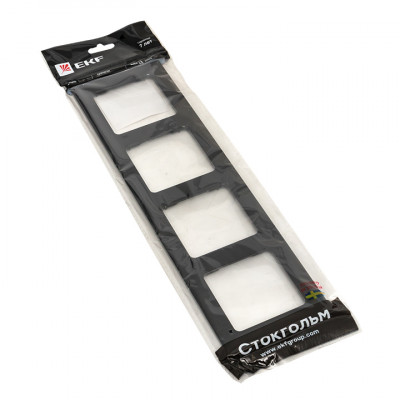 Фотография Стокгольм Рамка 4-местная металлическая черная  EKF PROxima, артикул EZM-G-305-10