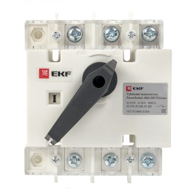 Фотография Рубильник-выключатель 100A 3P c рукояткой управления для прямой установки PowerSwitch EKF PROxima, артикул psds-100-3