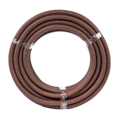 Фотография Труба гофрированная ПВХ с протяжкой d20 мм (25 м) темное дерево EKF-Plast, артикул tg-z-20d