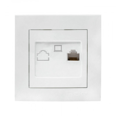 Фотография Валенсия розетка компьютерная RJ-45 1-местная белая EKF PROxima, артикул EWK01-035-10