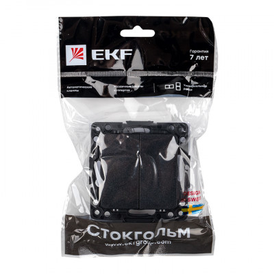 Фотография Стокгольм Механизм  Выключателя 2-кл. 10А черный EKF PROxima, артикул EZV10-023-10