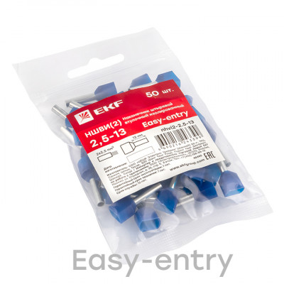 Фотография Наконечник штыревой втулочный  НШвИ(2) 2,5-13 (50шт.) EKF, артикул nhvi2-2.5-13