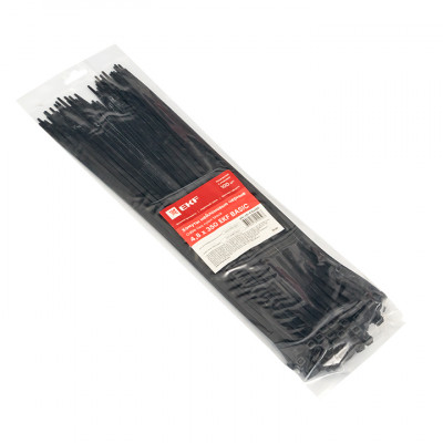 Фотография Хомут нейлоновый черный (4,8х350) (100шт.) EKF Basic, артикул plc-cb-4.8x350