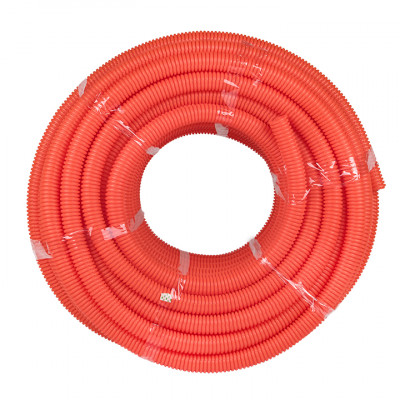 Фотография Труба гофрированная ПНД с протяжкой d32 мм (50 м) оранжевая EKF-Plast, артикул tpnd-32-o