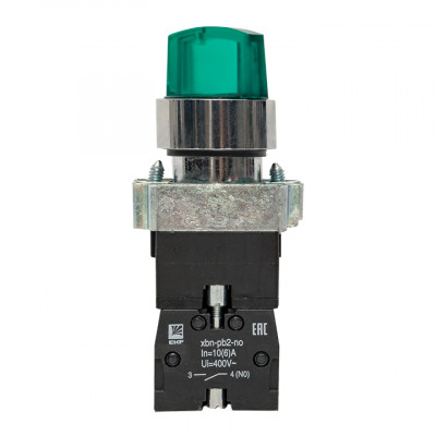 Фотография Переключатель BD21 2P c зеленой подстветкой 24В NO EKF PROxima, артикул xb2-bk21-g-24