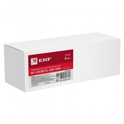 Фотография Трансформатор звонковый модульный BT-230В/12-12В 15ВА EKF PROxima, артикул bt-230/15va