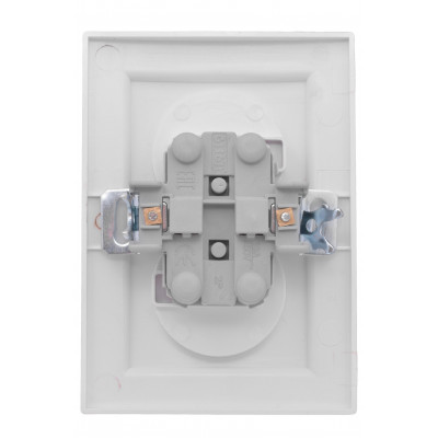 Фотография Минск Розетка 2-местная СП без заземления 10А белая с защ. штор. EKF Basic, артикул ERR10-102-100