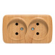 Фотография Розетка 2-местная ОП Минск 10А без заземления светлое дерево EKF, артикул EGR10-102-30
