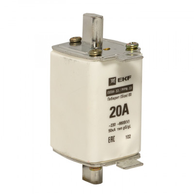 Фотография Плавкая вставка ППН-33 160/ 20А габарит 00 EKF PROxima, артикул fus-33/160/20