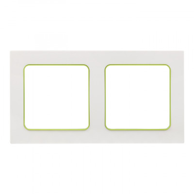 Фотография Стокгольм Рамка 2-местная белая с линией цвета зеленый EKF PROxima, артикул EXM-G-303-20