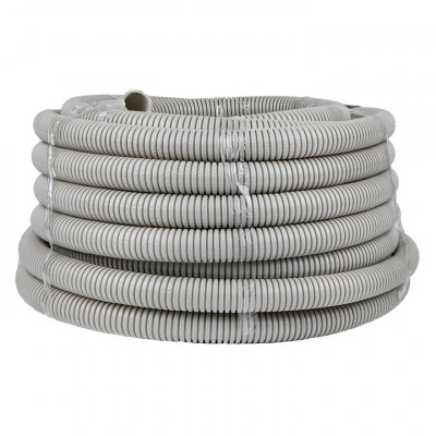 Фотография Труба гофрированная ПВХ с протяжкой d32 мм (25 м) серая EKF-Plast, артикул tg-z-32-25