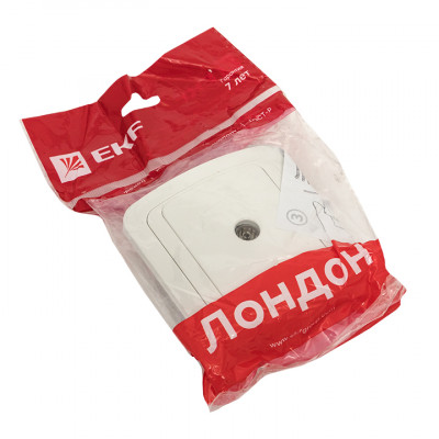 Фотография Розетка TV 1-мест. бел. 75Ом 5-862МГц Лондон EKF PROxima, артикул EEA00-027-10