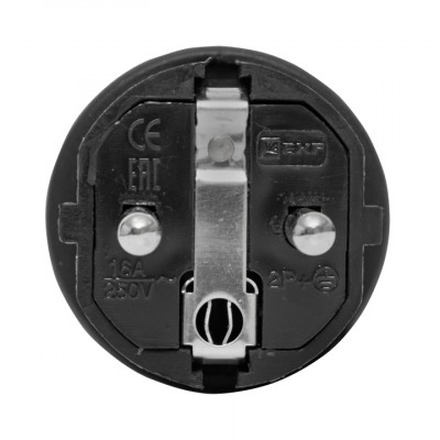 Фотография Вилка угловая каучуковая с кольцом 230В 2P+PE 16A IP44 EKF, артикул RPS-017-16-230-44