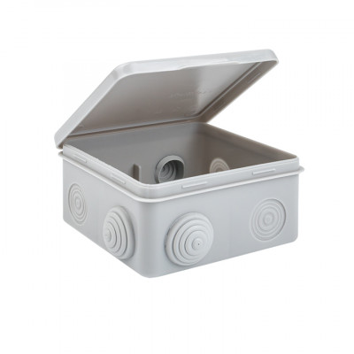 Фотография Коробка распаячная КМР-030-031 с крышкой наружная (80х80х50) 7 мембранных вводов IP54 розничный стикер EKF PROxima, артикул plc-kmr-030-031-r