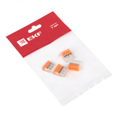 Фотография Клемма СМК 2273-243 (с пастой) 3 отверстия 0,5-2.5мм2 (4шт.) EKF PROxima, артикул plc-smk-2273-243r