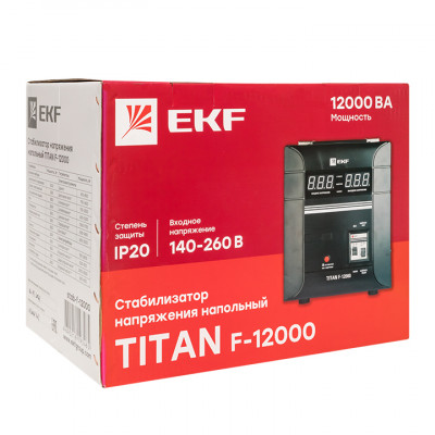 Фотография Стабилизатор напряжения напольный TITAN F-12000 EKF PROxima, артикул stab-f-12000