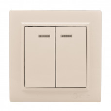 Выключатель 2-кл. СП, Минск, с индикатором 10А, бежевый EKF