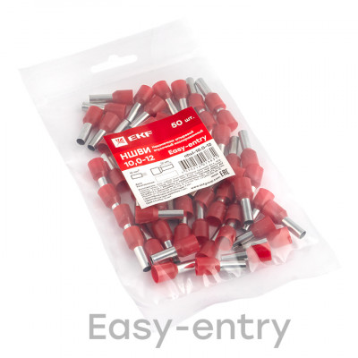 Фотография Наконечник штыревой втулочный изолированный НШвИ 10,0-12 (50шт.) EKF PROxima, артикул nhvi-10.0-12