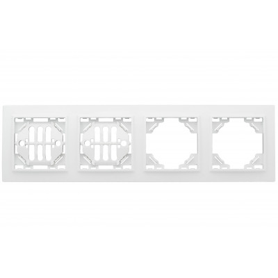 Фотография Минск Рамка 4-местная горизонтальная белая EKF  Basic, артикул ERM-G-304-10