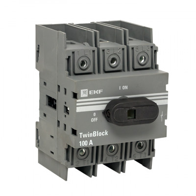 Фотография Рубильник   100A 3P c рукояткой управления для прямой установки TwinBlock EKF PROxima, артикул tb-100-3p-f