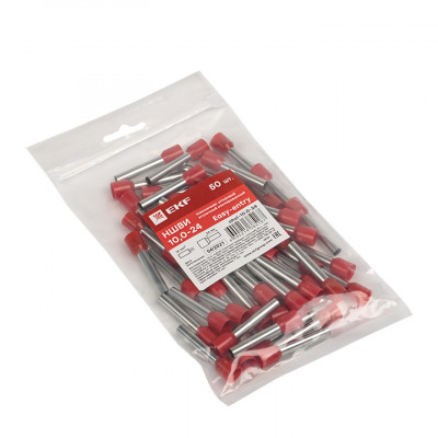 Фотография Наконечник штыревой втулочный  НШвИ 10.0-24 (50шт.) EKF PROxima, артикул nhvi-10.0-24