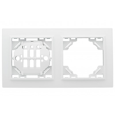 Фотография Минск Рамка 2-местная горизонтальная белая EKF  Basic, артикул ERM-G-302-10
