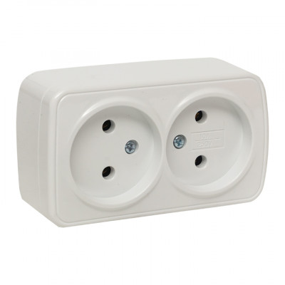 Фотография Минск Розетка 2-местная ОП 10А без заземления белая  EKF Basic, артикул EGR10-102-10