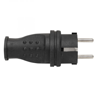 Фотография Вилка прямая каучуковая 230В, 2P+PE, 16A, IP44 EKF, артикул RPS-011-16-230-44