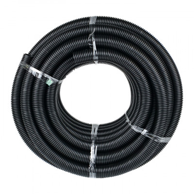 Фотография Труба гофрированная ПНД с протяжкой d50 мм (20 м) черная EKF-Plast, артикул tpnd-50n