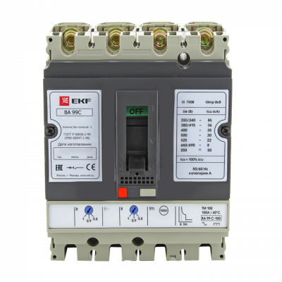 Фотография Выключатель автоматический ВА-99C (Compact NS)  100/ 20А 3P+N 36кА EKF PROxima, артикул mccb99C-100-20+N