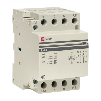 Фотография Контактор модульный КМ 40А 2NО+2NC (3 мод.) EKF PROxima, артикул km-3-40-22