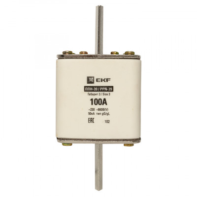 Фотография Плавкая вставка ППН-39 630/100А габарит 3 EKF PROxima, артикул fus-39/630/100