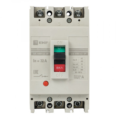 Фотография Выключатель автоматический ВА-99М   63/32А 3P 25кА EKF PROxima, артикул mccb99-63-32m