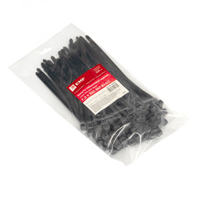 Фотография Хомут нейлоновый черный (7,2х200) (100шт.) EKF Basic, артикул plc-cb-7.2x200