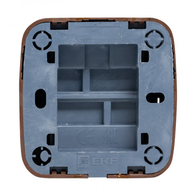 Фотография Выключатель 1-клавишный ОП Минск 10А тёмное дерево EKF, артикул EGV10-021-40