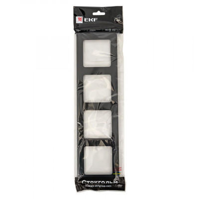 Фотография Стокгольм Рамка 4-местная металлическая черная  EKF PROxima, артикул EZM-G-305-10