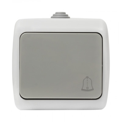 Фотография Мурманск Кнопка звонка 1-клавишная 10А IP54 серая EKF, артикул EFZ10-026-30-54