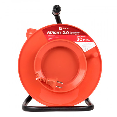 Фотография Удлинитель на катушке Атлант 2.0 1 гнездо 30м без заземления  ПВС 2*1 10А/2,2кВт PROxima, артикул UKA02-10-210-1-30