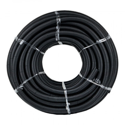 Фотография Труба гофрированная ПНД с протяжкой d32 мм (50 м) черная EKF-Plast, артикул tpnd-32n