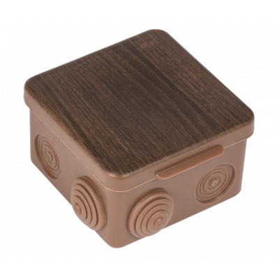 Фотография Коробка распаячная КМР-030-014 с крышкой  (100х100х55), 8 мембранных вводов тёмное дерево IP54 EKF PROxima, артикул plc-kmr-030-014-t